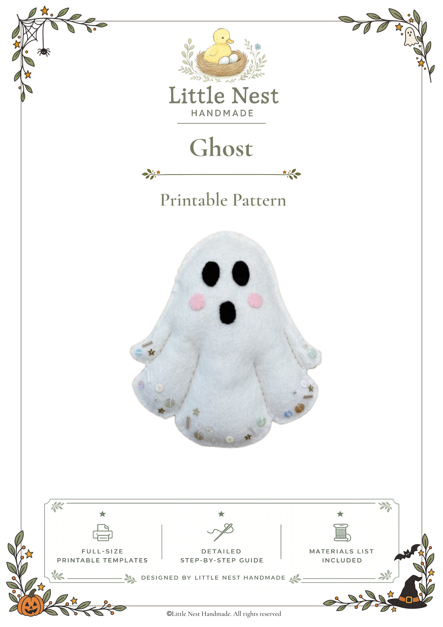 Halloween Ghost Felt Sewing Pattern