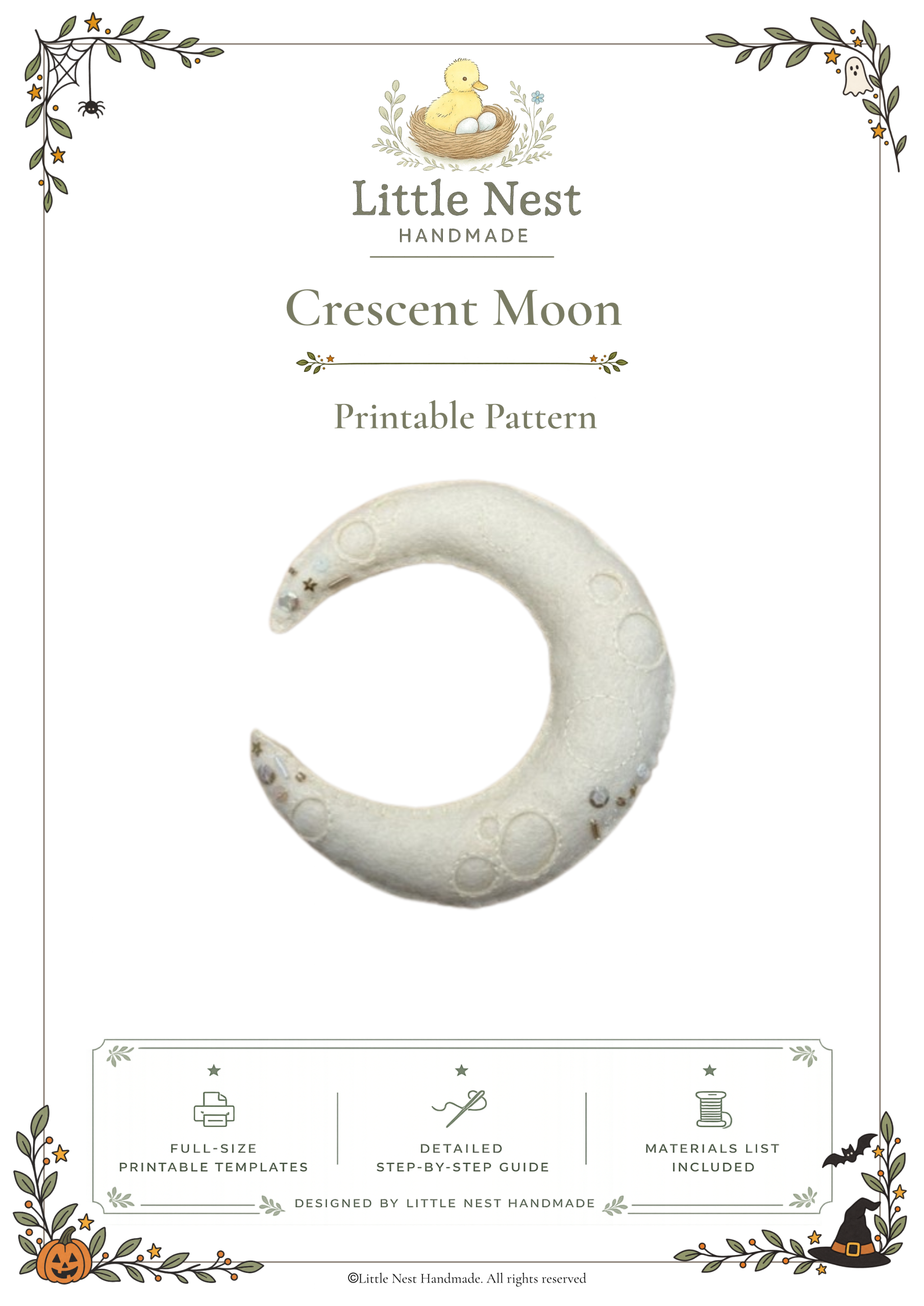 Halloween Crescent Moon Felt Sewing Pattern