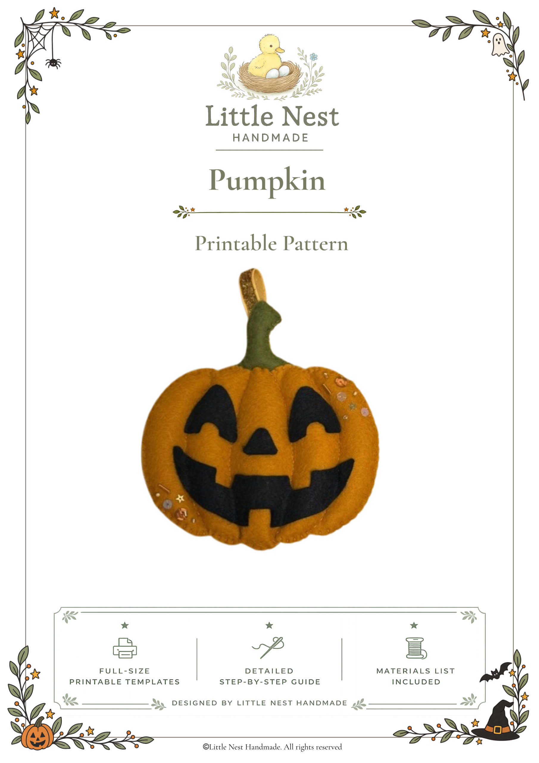 Halloween Pumpkin Felt Sewing Pattern