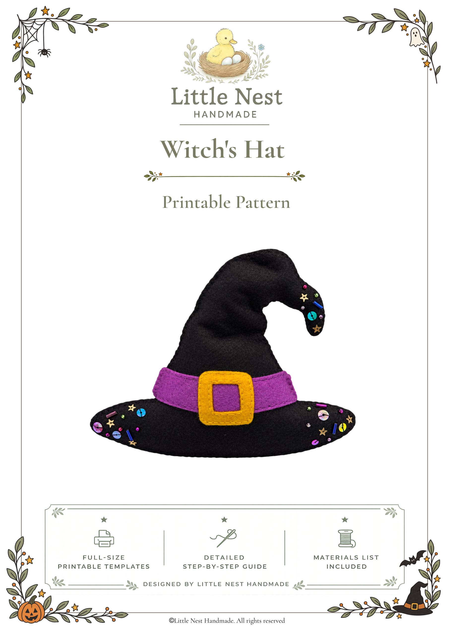 Halloween Witch's Hat Felt Sewing Pattern